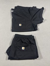 Carhartt Force Men's Scrub Set Black V-Neck Top 2XL Cargo Pants Medical Nurse