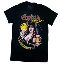 Elvira New Adult T-Shirt - Mistress of the Dark Fright Light Beer Ad