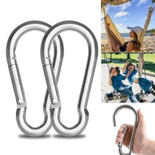 2PCS 316 Stainless Steel 6'' Carabiner Clip Marine Grade For Gym Swing 1700 LB