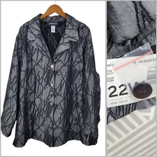 New Sag Harbor Jacket Plus 22W Silver Black Professional Career Coat Quilted 3x