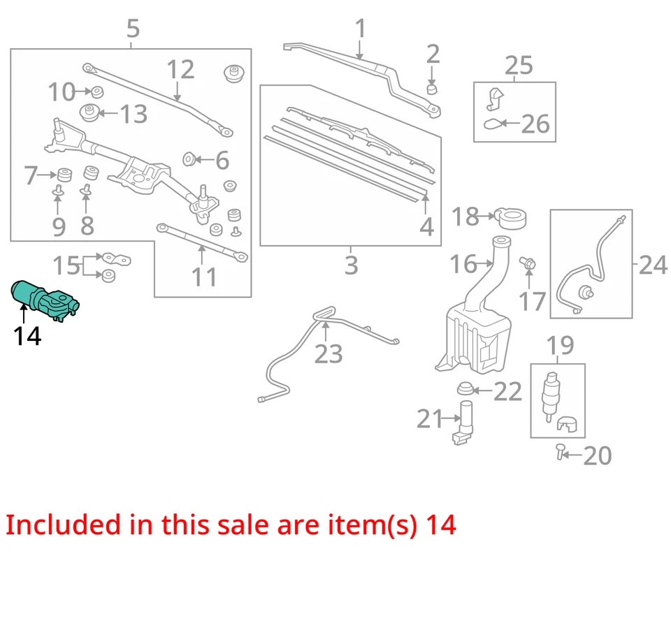 2011 Honda Pilot Front Windshield Wiper Motor OEM 164K Miles - LKQ367277512 - Image 4 of 4