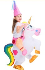 Inflatable Kids Halloween Costume Blow Up Ride on Unicorn Costume Kid Size 7-10