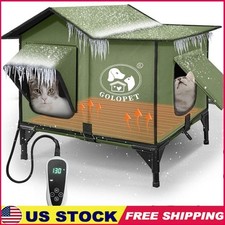 Heated Cat House W/ Intelligent Thermostat Waterproof Insulated Outdoor Shelter