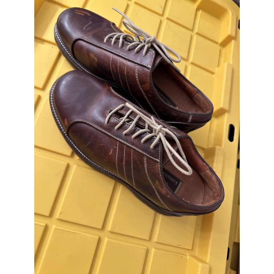 Johnston & Murphy Men's Shoes Brown Lace Up Round Toe Leather 10.5 Handcrafted - Image 2 of 4