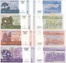 Madagascar 100 200 500 1000 Ariary 2004 P 86b 87b 88b 89b UNC Set 4 pcs NR