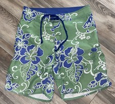 J Crew Green Hawaiian Floral Swim Trunks Board Shorts Men's Size 30
