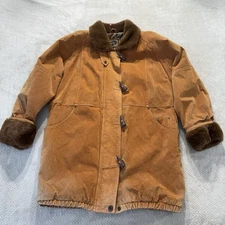 Vintage Foxrun Women’s Genuine Wax Leather Suede Jacket Long Brown Medium