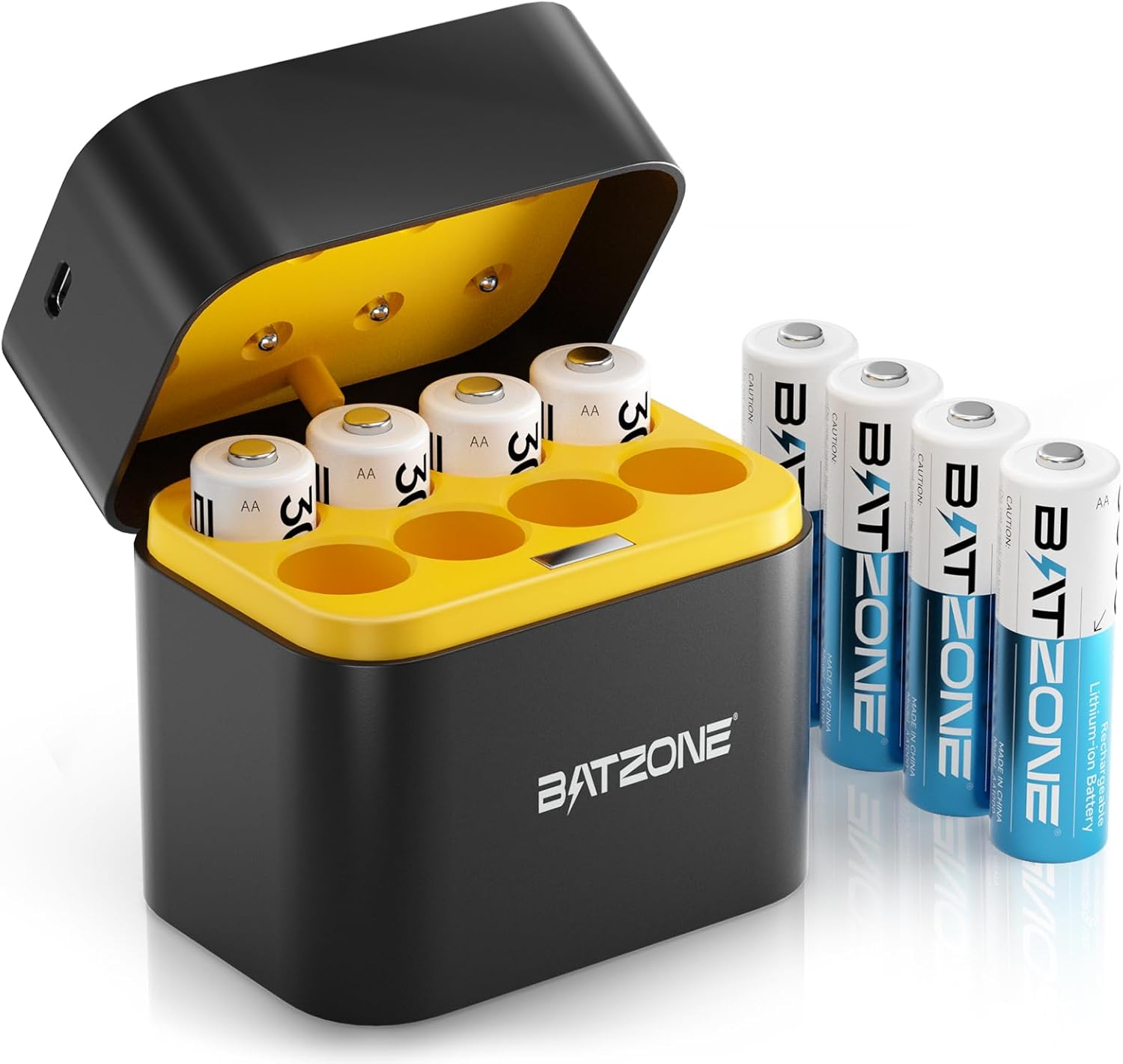 Rechargeable Aa Batteries Lithium 8 Pack with Fast Charger,1.5V 3000Mwh High Cap-image