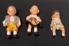 3 Celluloid Dolls - Signed EDI Boy and Girl Germany Austrian 3"  1 Ari 2.75"