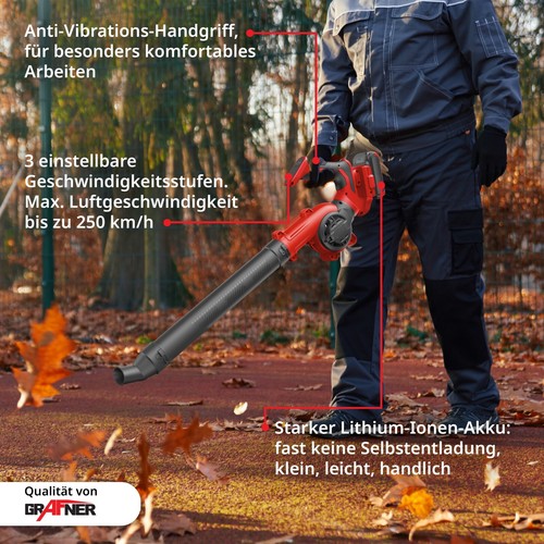 Grafner Laubbläser Akku mit Akku und Schnellladegerät 5 Düsen 2Ah 20V kabellos - Bild 4 von 6
