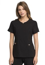 Black Cherokee Scrubs Statement V Neck Top CK695 BLK