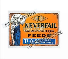TIOGA FEED neverfail SERVICE FARM metal tin sign