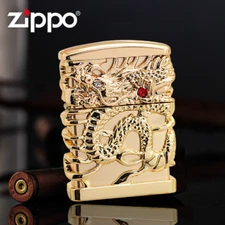 Gold Jacket Japanese Dragon Red Ruby Zippo Lighter - US Shipping