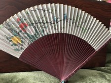 Vintage Chinese Hand-Painted Folding Fan/Wall Art