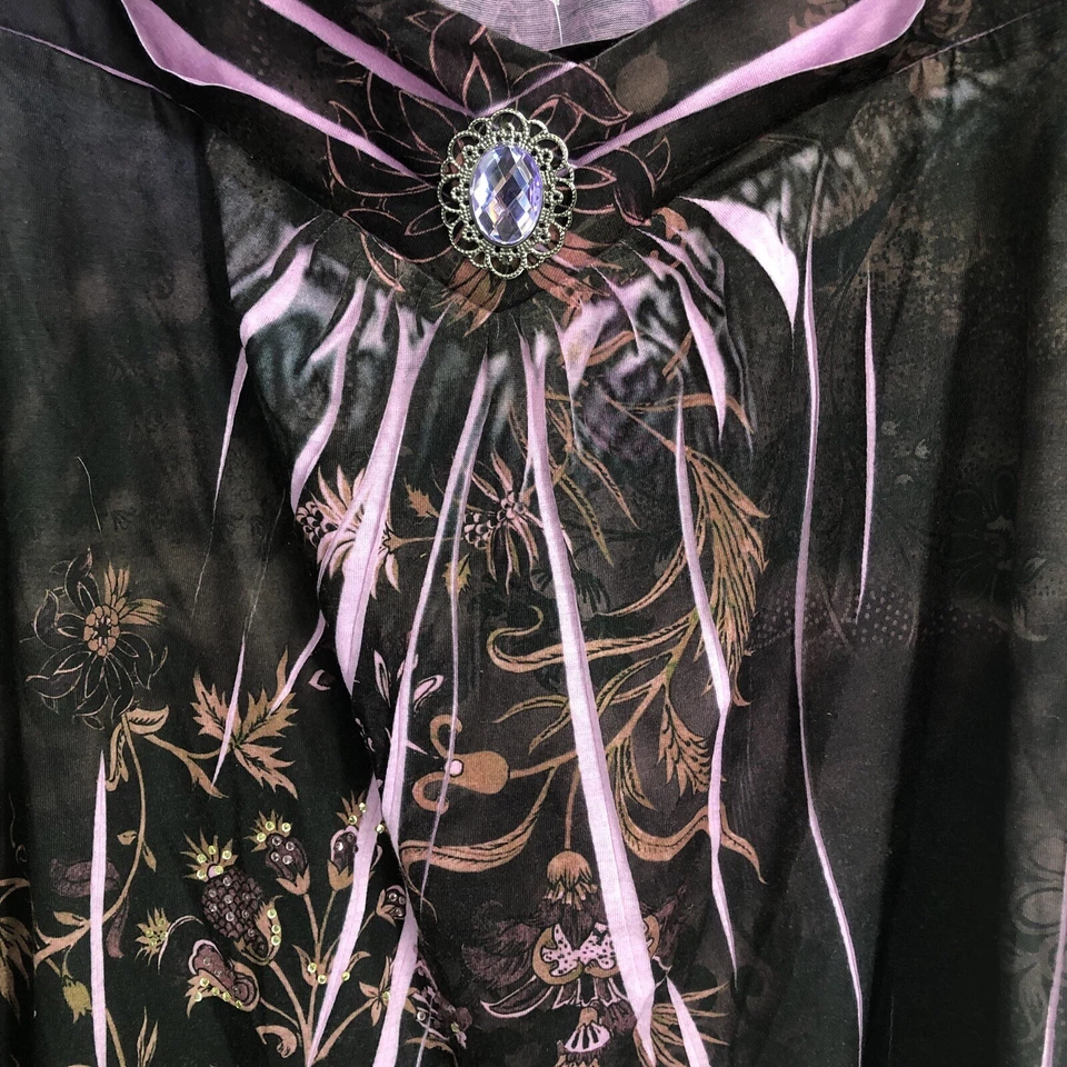 Blusa para mujer Plus La Blues talla 30/32 negra y morada Foto 2 de 4