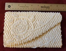 Beautiful Vintage White Beaded Purse Clutch