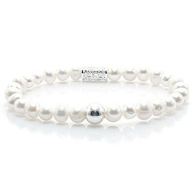 Süßwasserperlen 925 Sterling Silber Armband Bracelet Perlenarmband glatte Kugel
