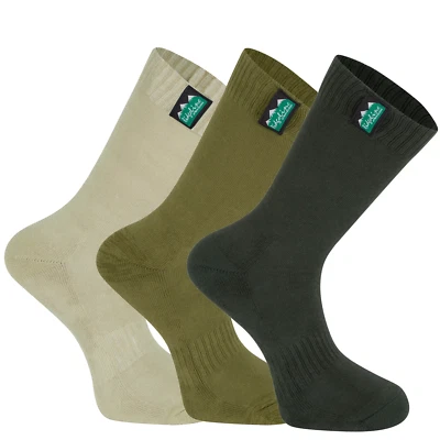 SEELAND Ridgeline Cotton Work Socks Mid Length 3-Pack of Socks - Olive Multi