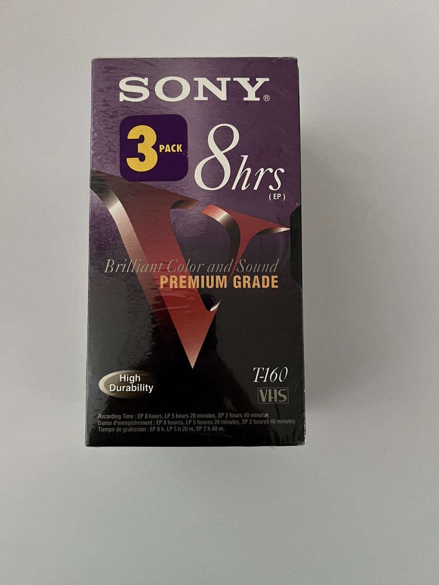 Sony Premium Grade VHS Tape T-160 EP 8 Hour 4 Pack SEALED NEW Blank Tapes VHS.