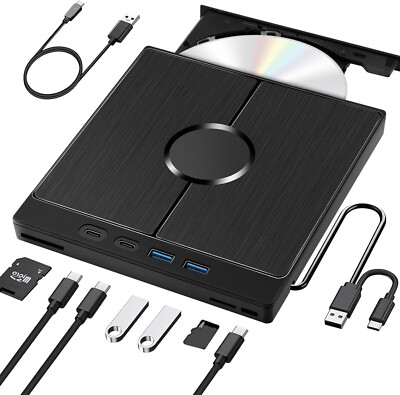 Torodat 9-in-1 USB 3.0 Typ-c Externe DVD RW CD Laufwerk Brenner