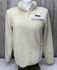 SIMPLY SOUTHERN Thick Fluffy Fleece Pullover 1/4 Snap Ivory Women's Size M.   X9