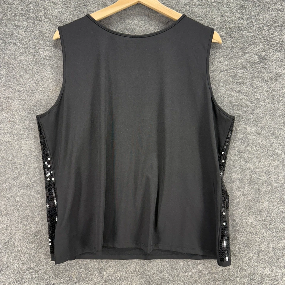 Blusa Joan Rivers Mujer XL Negra Sin Mangas Correa Ancha Lentejuelas Pullover Informal Foto 2 de 4