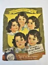 Vintage Dionne Quintuplets - Karo Syrup Advertisement - 1937