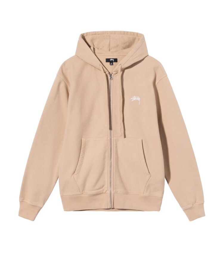 Stussy Stock Logo Zip Hoodie Mens M Beige Sweatshirt Stussy Stock Logo Zip Hoodie Mens M Beige Sweatshirt