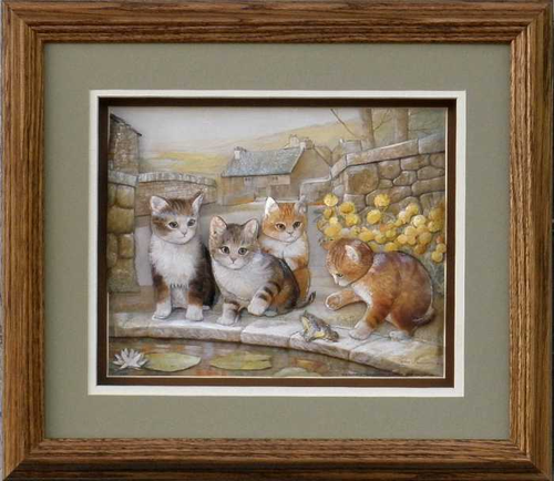 Hand Made Paper Tole 3D Art Framed Picture Oak Frame size 12x14 inches 8-8062 - 第 1/1 張圖片