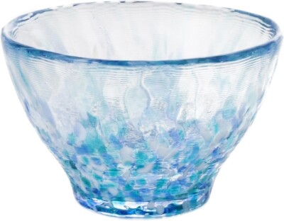 Tsugaru bi-doro Guinomi Sakazuki japanese glass Sake cup hydrangea Ajisai Japan
