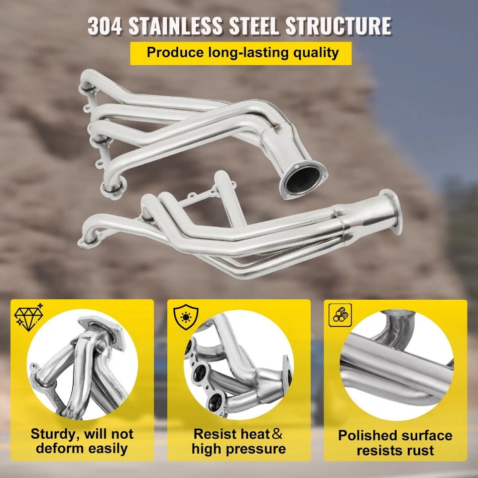 Fit For Chevy Corvette C2 C3 1963-1982 V8 305 327 350 Exhaust Long Tube Headers Foto 4 de 4