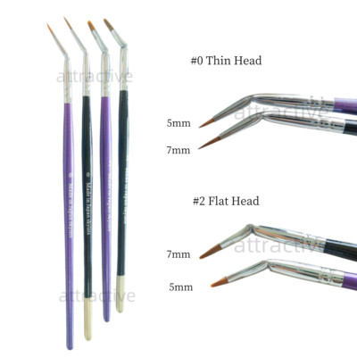 Dental Curved Brush Pens Skyists Nylon Hair Brushes 0# 2# Denture Lab 4 Sizes