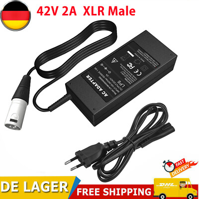 Akku Ladegerät 42V 2A XLR 3Pin Für 36V Li-Ionen Akkus e-Bike Pedelec