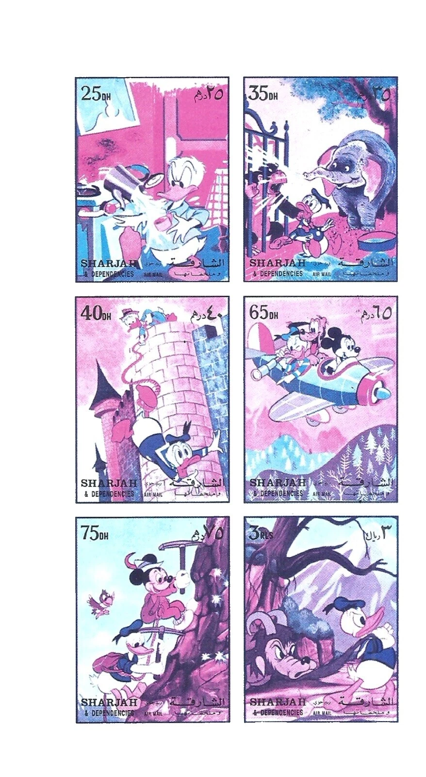 Disney Prueba, ensayo animación y estampillas postales de dibujos animados