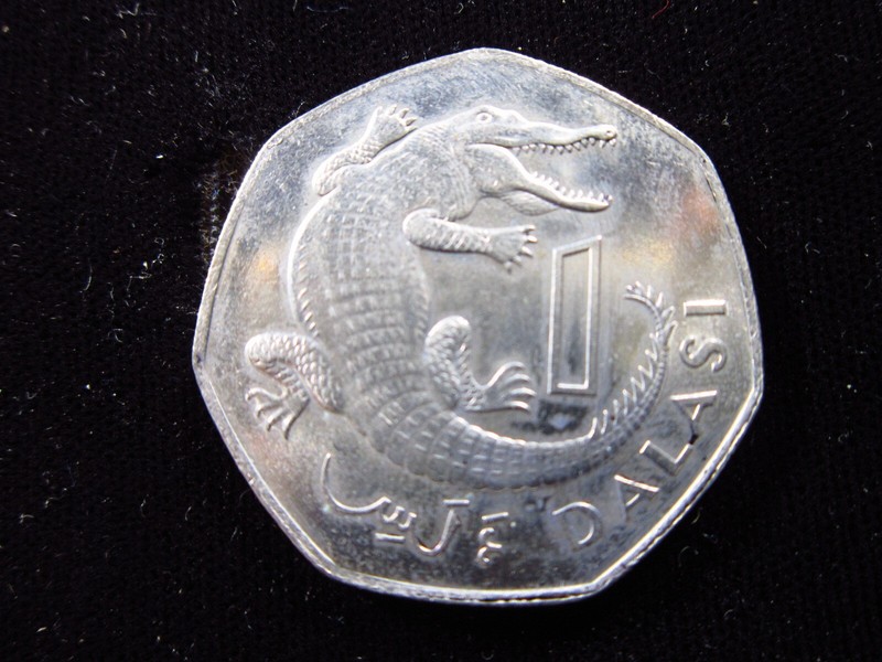 Gambia 1 Dalasi 1987 West African Crocodile h6484 Money Coin