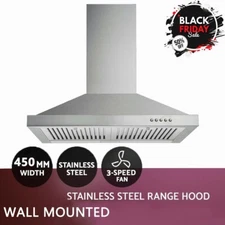30" Wall-Mounted Range Hood Stainless Steel Grease Filter 450 CFM Cooking Vent