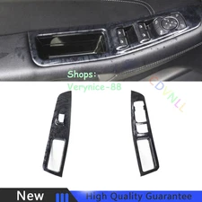 Grain Window Lock Lift Panel Front Door 2PCS For Ford Edge 2018-2020 Black Wood