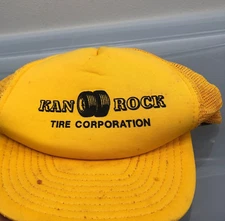 Vintage Kan Rock Tire Corp Trucker Hat Men Double Snap Snapback San Sun Mechanic