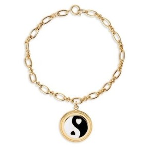 Authentic Wilhelmina Garcia 18k Gold-plated & Enamel Yin & Yang Charm Bracelet