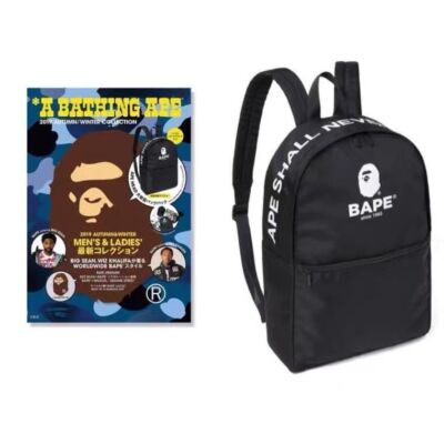 BAPE A Bathing Ape Backpack APE HEAD Logo Black 2019 AW Magazine 