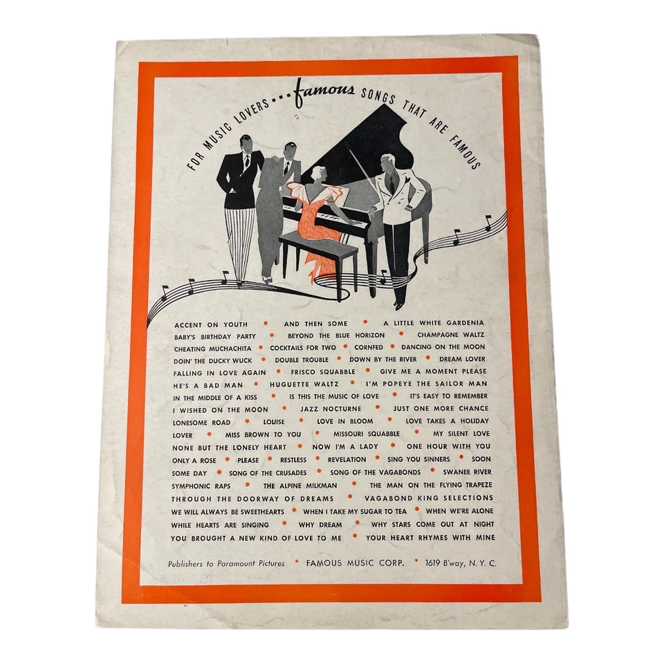 Partituras The Morning After 1935 Carole Lombard manos cruzadas de la mesa coslow Foto 2 de 4