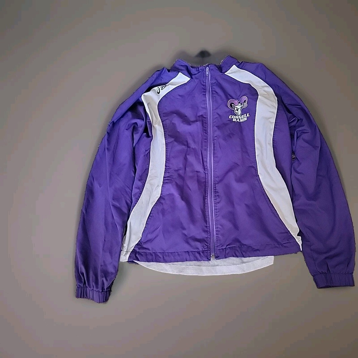 Asics purple zip up windbreaker jacket Size small 100% Polyester