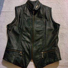 Vintage 1980  s Black Leather Motorcycle Vest " Califonian " Womans Size M