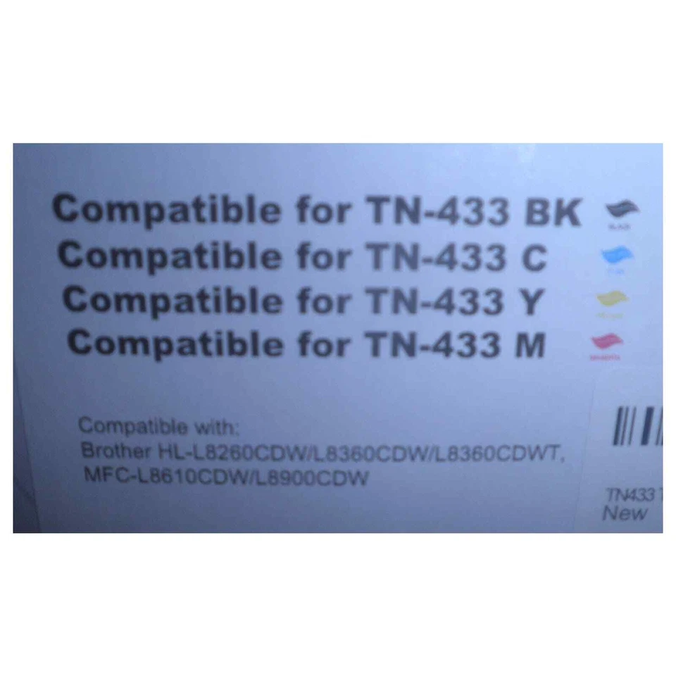 TN-433-CL 4-PK Toner Cartridges (BK,C,Y,M) For Brother HL-L & MFC-L.. CDW & CDWT - Image 3 of 4