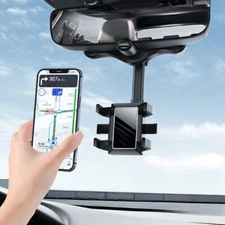 Universal Rearview Mirror Mount 360° Car Phone Holder Rotatable And Retractable