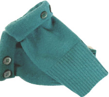 FINGERLESS GLOVES GREEN TEAL 100 MERINO WOOL S - M SMALL - MEDIUM MITTENS CUFFS