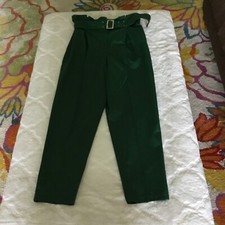 H M Belted Pants - Size 14 - Green