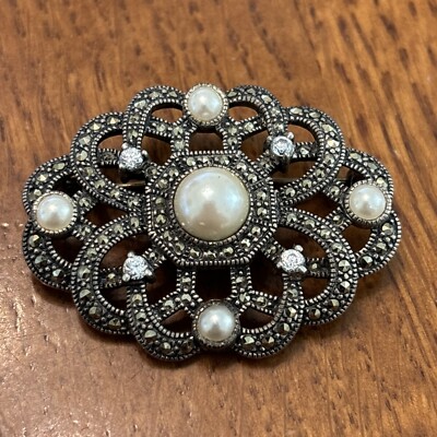 PEARL『GOOD TO SEE YOU』、SHO-TA『justice』 Judith Jack Statement Pearl CZ Vintage Sterling Silver Brooch