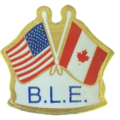 BLE Brotherhood Of Locomotive Engineers Service Lapel Hat Pin Flags B301