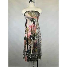 NWT Fuzzi Mesh Floral Strapless Knee Length Dress Size Large